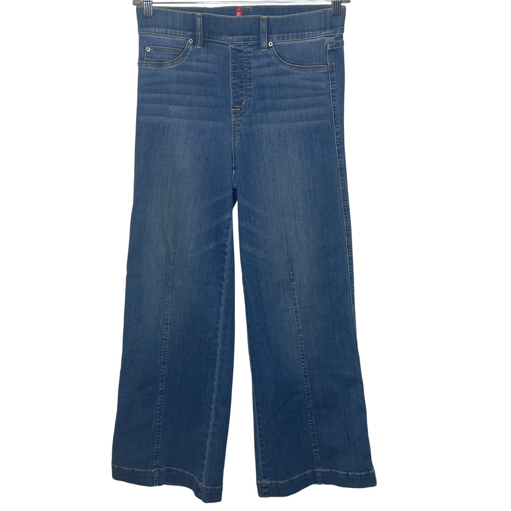 Spanx  Wide Leg Jeans Vintage‎ Indigo High Rise Pull On Denim Size M